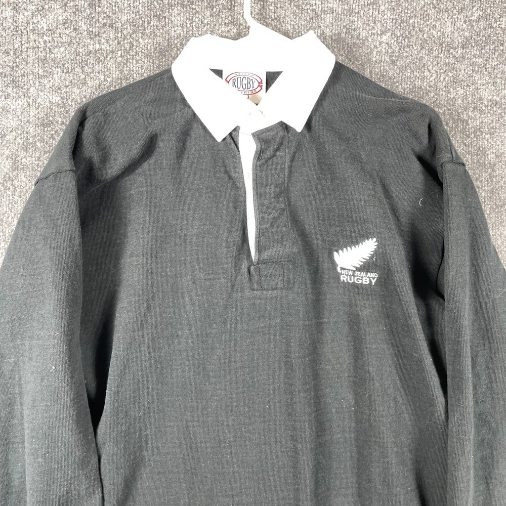 Vintage Halbro New Zealand Rugby Shirt Mens Large Black Heavyweight Retro 90s